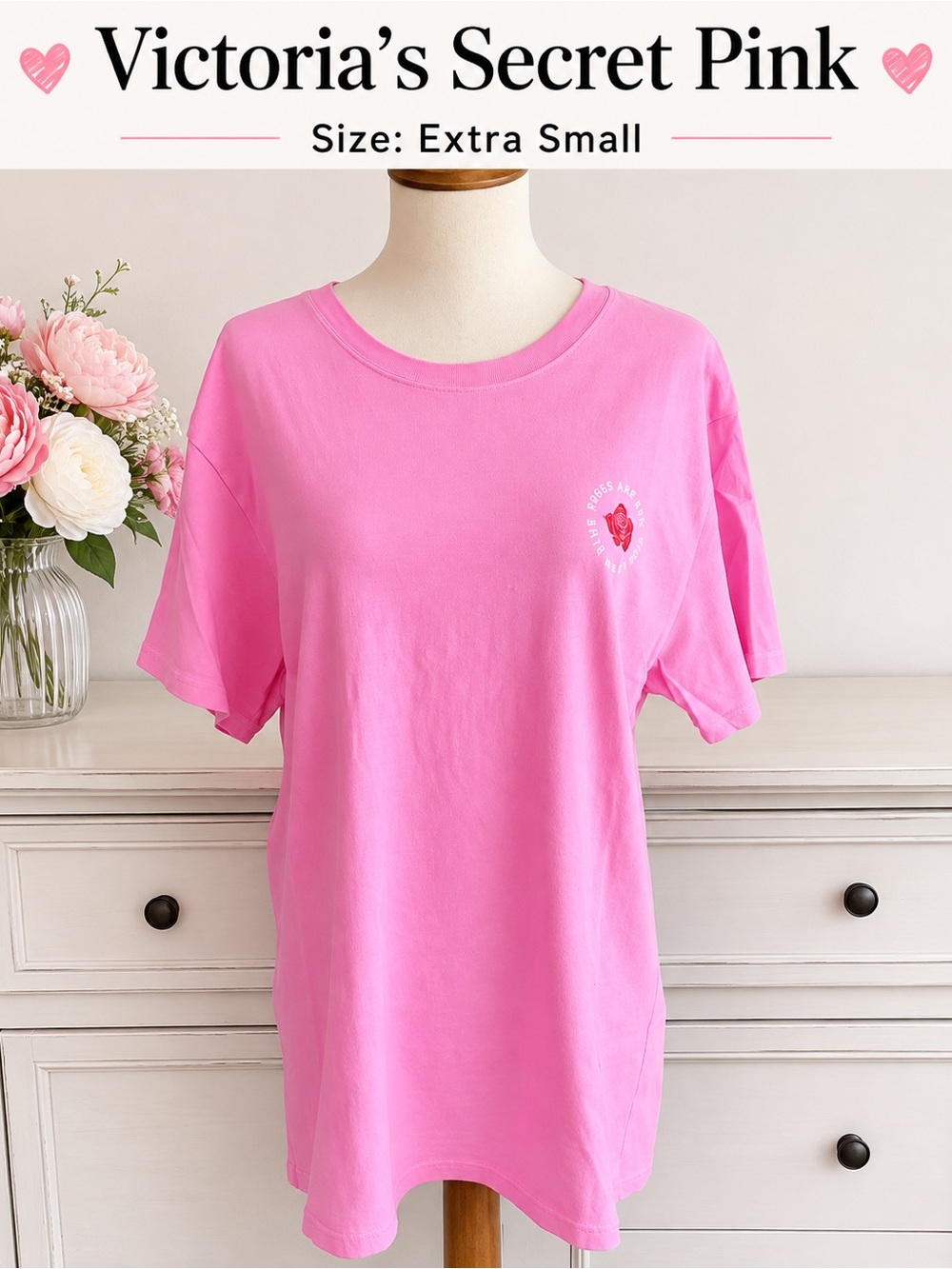 PINK Victoria's Secret Bubblegum Pink Short Sleeve Graphic Tee EUC SIZE XS